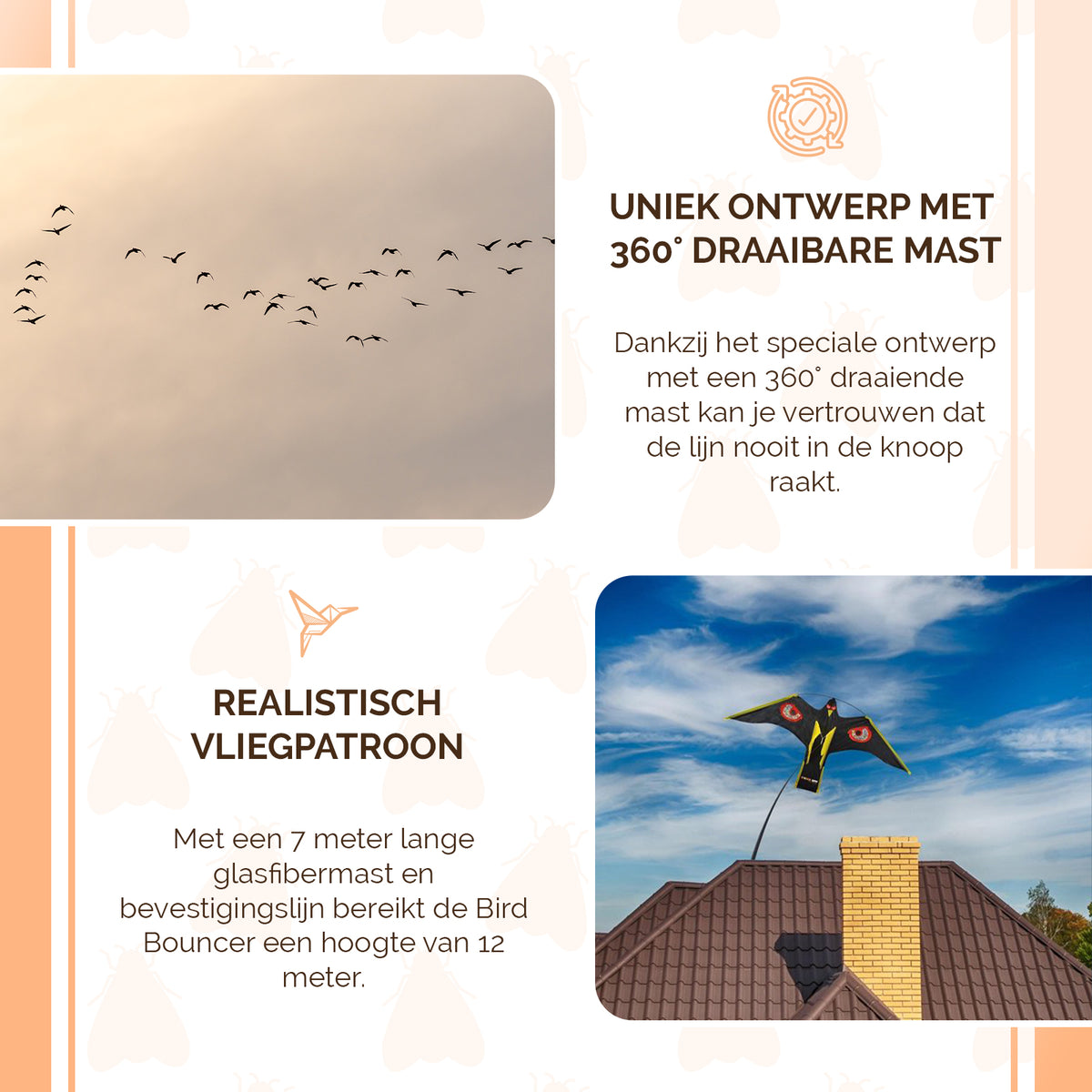 Knock Pest Vogel Verschrikker vlieger complete set 7 m  3