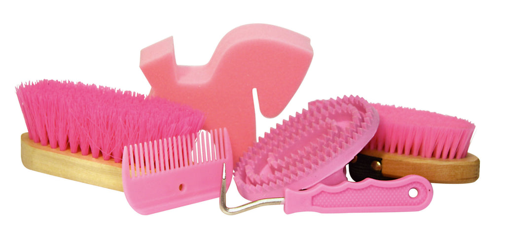 Poetsset van 7 items in Rugtas roze  3