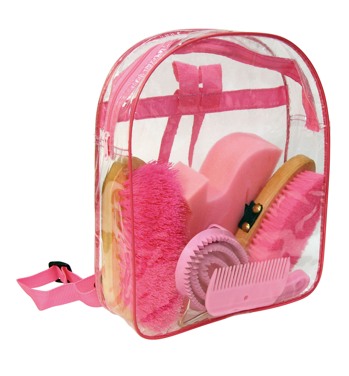 Poetsset van 7 items in Rugtas roze  2