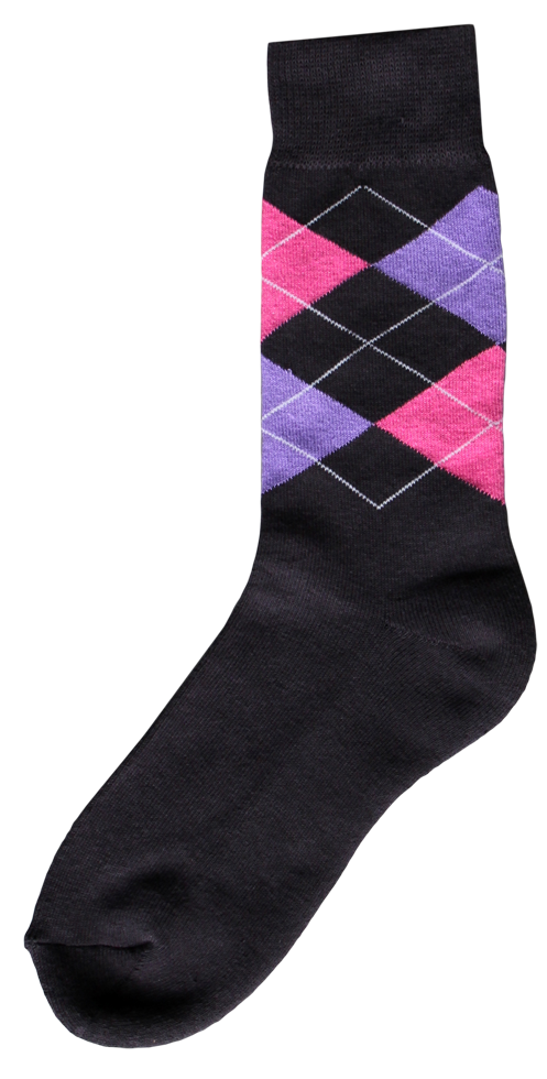 Ruitersok d.grijs/roze/paars 43-46 