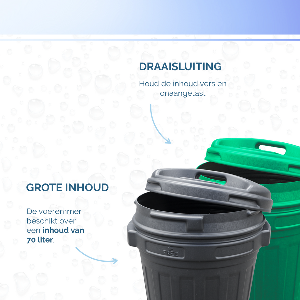 Voerton met draaisluiting 70 liter Zwart 4