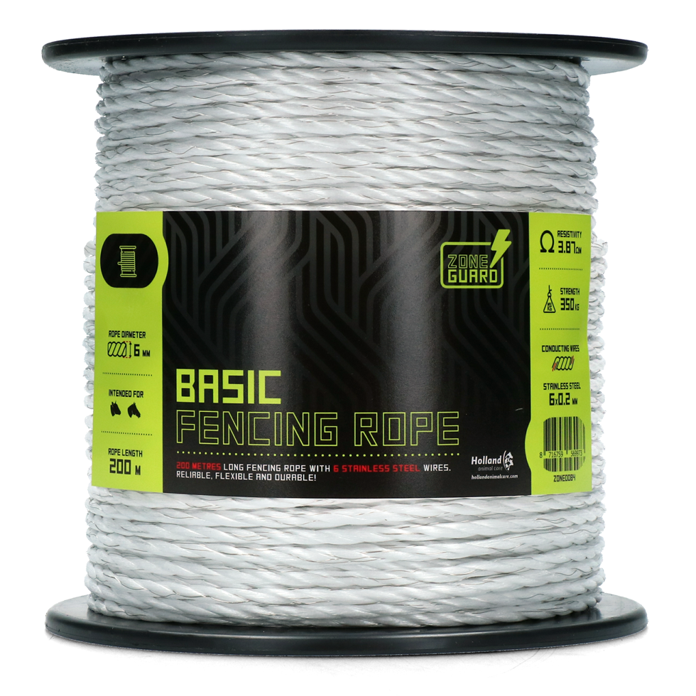 ZoneGuard 6 mm Basic afrasteringskoord wit 200 m 