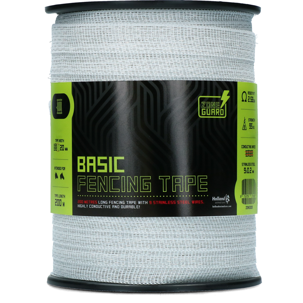 ZoneGuard 20 mm Basic afrasteringslint wit 200 m (9 draden) 