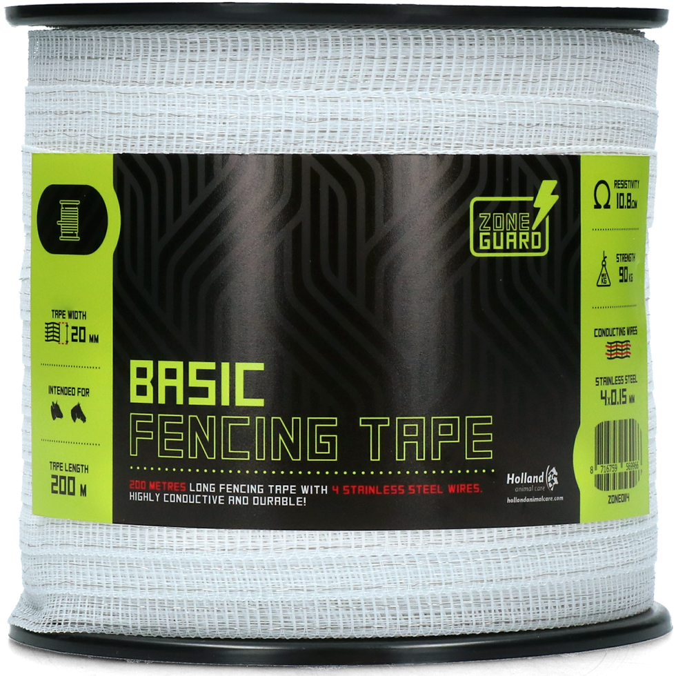 ZoneGuard 20 mm Basic afrasteringslint wit 200 m (4 draden)  2